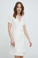 Sukienki - Lacoste sukienka kolor beżowy mini rozkloszowana - miniaturka - grafika 1