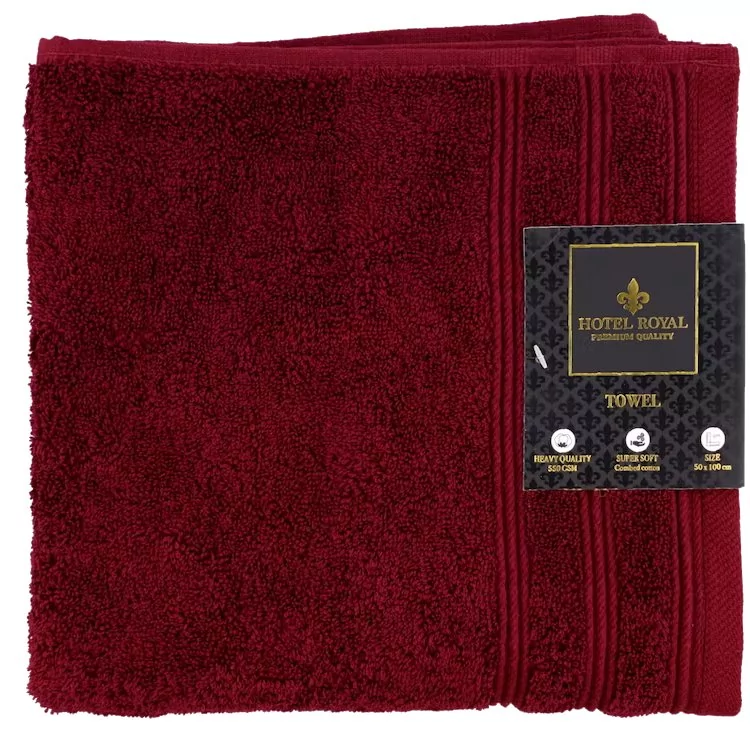 Ręcznik kąpielowy bawełniany 550 g/m2 50x100 cm bordowy Hotel Royal