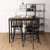 Taborety i hokery - Hoker Rattanowy JERRY Ogrodowy Krzesło Barowe Czarny Boho - miniaturka - grafika 1