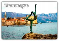 Magnesy - CZARNOGÓRA - Krajobraz - Rzeźba baleriny - Budva - Magnes na lodówkę - miniaturka - grafika 1