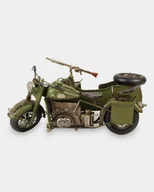 Figurki dekoracyjne - Motor Wojskowy z Bocznym Wózkiem i Strzelbą Model Metalowy - miniaturka - grafika 1