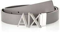Paski - Armani Exchange Męskie dwukolorowe, pasek z logo, smoked PERAL/czarny, L - miniaturka - grafika 1