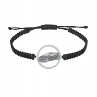 Bransolety męskie - Bransoleta Męska Samochód Srebro 925 Makrama Prezent GRAWER GRATIS - miniaturka - grafika 1