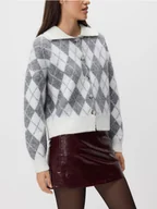 Swetry damskie - Reserved - Wzorzysty kardigan oversize - wielobarwny - miniaturka - grafika 1