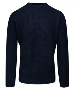 Sweter Granatowy w Gruby Dziergany Splot, U-neck, Męski -BRAVE SOUL - Brave Soul - Swetry męskie - miniaturka - grafika 1