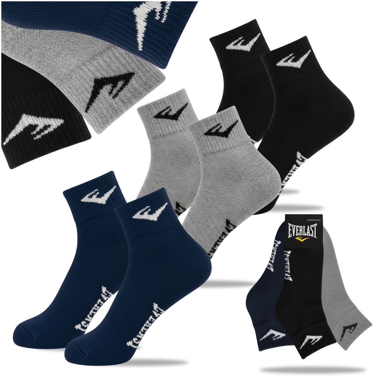 Everlast Skarpety Męskie Zakostki Bawełniane 3 pary SKQ003 Rozmiar 43/46