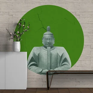 Mural DOTS Kusonoki ZIELONY- okrągła dekoracja ścienna - Tapety - miniaturka - grafika 1