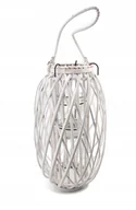 Lampiony i znicze - Lampion dekoracyjny Wiklinowy Lucie White 30cm - miniaturka - grafika 1