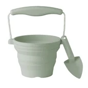 Zabawki do piasku - Silikonowe Wiaderko z łopatką Scrunch - Szałwiowy - miniaturka - grafika 1