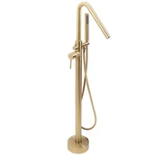 Baterie wannowe i prysznicowe - Złota szczotkowana bateria wannowa wolnostojąca Aras Rea - miniaturka - grafika 1