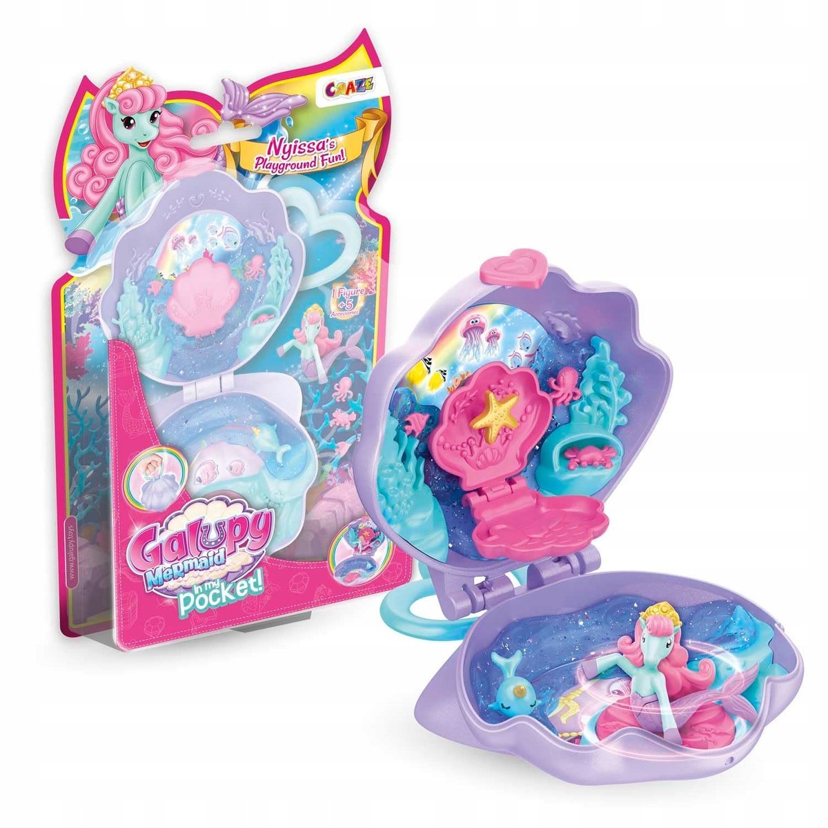 Galupy Mermaid In My Pocket – 1 x figurka jednorożca z płetwą syrenki,
