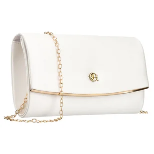 Kopertówka damska wykonana z tkaniny syntetycznej w białym kolorze, zawieszona na łańcuszku - Rovicky - Torebki damskie - miniaturka - grafika 1