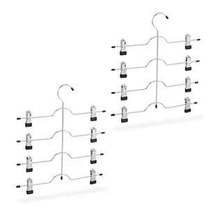 Relaxdays Zestaw 2 wieszaków na spódnice lub spodnie, z klamerkami, nie zajmuje dużo miejsca, antypoślizgowe, srebrne, 2 sztuki - Skarpetki dla dzieci - miniaturka - grafika 1