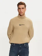 Swetry męskie - Karl Lagerfeld Jeans Golf 246D2000 Beżowy Regular Fit - miniaturka - grafika 1