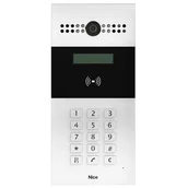Akcesoria do domofonów i wideodomofonów - Nice Panel rozmówny IP z klawiaturą, wyświetlaczem i dwuzakresowym czytnikiem kart RFID w aluminiowej obudowie w kolorze srebrnym - miniaturka - grafika 1