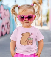 Koszulki dla dziewczynek - Koszulka dla dziewczynki z kapibarą - miniaturka - grafika 1