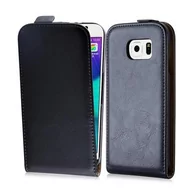 Etui i futerały do telefonów - Cadorabo Samsung Galaxy S6 FLIP osłona w kolorze czarnym firmy cadorabo  pokrowiec etui ze sztucznej skóry, w Case Cover osłona etui torebka w kolorze czarnym do kawioru DE-104350 - miniaturka - grafika 1