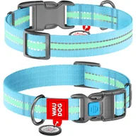 Obroże dla psów - Obroża dla psa WAUDOG Nylon z paszportem QR, świecąca się w ciemności, plastikowa klamra fastex, niebieska, rozmiar M, 28-40 cm, 20 mm - miniaturka - grafika 1