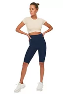 Rajstopy - Trendyol Sportowe rajstopy z wysokim stanem dla rowerzystów Spodnie do jogi dla kobiet, Granatowy, M - miniaturka - grafika 1
