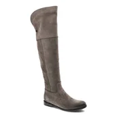 Kozaki damskie - Szare Kozaki Carinii Skórzane Buty Damskie - miniaturka - grafika 1