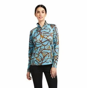 Ariat Bluzka damska SUNSTOPPER 2.0 - milky blue bridle print - Koszulki jeździeckie - miniaturka - grafika 1