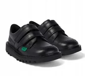 Półbuty damskie - Kickers Półbuty Skórzane Dziecięce Czarne na Rzepy 33 J_a - miniaturka - grafika 1