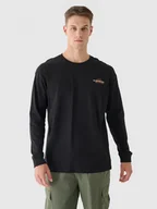 Koszulki sportowe męskie - Męski longsleeve z nadrukiem 4F 4FRAW24TLONM502 - czarny - miniaturka - grafika 1
