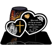 Lampiony i znicze - ZNICZ SOLARNY LED WIECZNY PODSTAWKA NA CMENTARZ GRÓB Serce EFEKT PŁOMIENIA - miniaturka - grafika 1