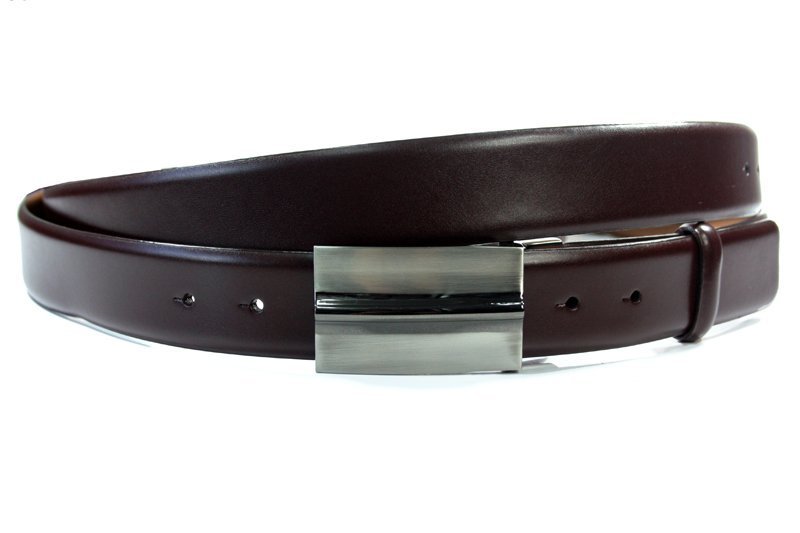 Brązowy pasek 115 cm do garnituru z zabudowaną klamrą marki Orsatti