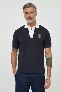 Koszulki męskie - Lacoste polo bawełniane kolor granatowy z aplikacją - grafika 1