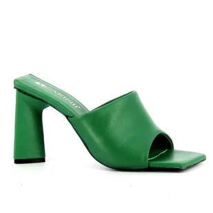 Zielone klapki na obcasie CARINII roz40 - Carinii - Klapki i japonki damskie - miniaturka - grafika 1
