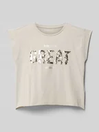 Koszulki dla dziewczynek - T-shirt z cekinowym obszyciem - miniaturka - grafika 1