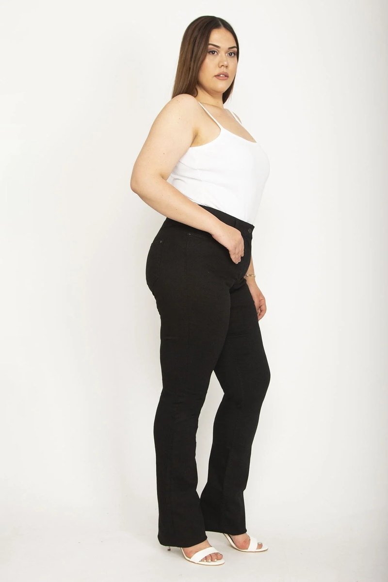 CZARNE SPODNIE DAMSKIE CASUAL PROSTE PLUS SIZE BAWEŁNY Z ELASTANEM 40 5HA*