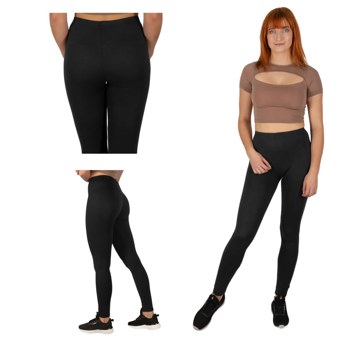 Legginsy damskie z wysokim stanem czarne klasyczne Plus Size Captain Mike 3XL