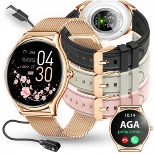 SMARTWATCH DAMSKI ZEGAREK PL MENU POWIADOMIENIA ROZMOWY SMART WATCH 4 PASKI - Smartwatch - miniaturka - grafika 1