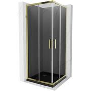 Kabiny prysznicowe - Mexen Rio kabina prysznicowa kwadratowa 90x90 cm, grafit, złota + brodzik Flat, czarny - miniaturka - grafika 1