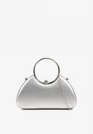 Torebki damskie - Srebrna Torebka Kopertówka z Metaliczną Ozdobą z Łańcuszkiem i Uchwytem Zarienna - miniaturka - grafika 1