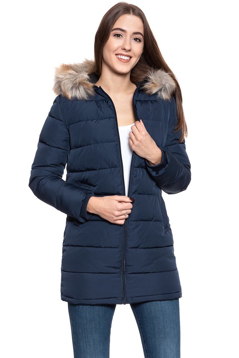 Damska Kurtka Zimowa Wrangler Long Puffer Navy W4N2Vj114-S