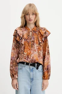 Desigual koszula ROMANTICA damska kolor pomarańczowy regular z wiązanym dekoltem 25WWBW08 - Koszule damskie - miniaturka - grafika 1