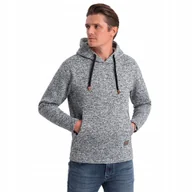 Bluzy męskie - Bluza męska nierozpinana z kapturem szary melanż V1 OM-SSNZ-0147 S - miniaturka - grafika 1