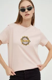 Vans t-shirt bawełniany kolor różowy - Koszulki sportowe damskie - miniaturka - grafika 1