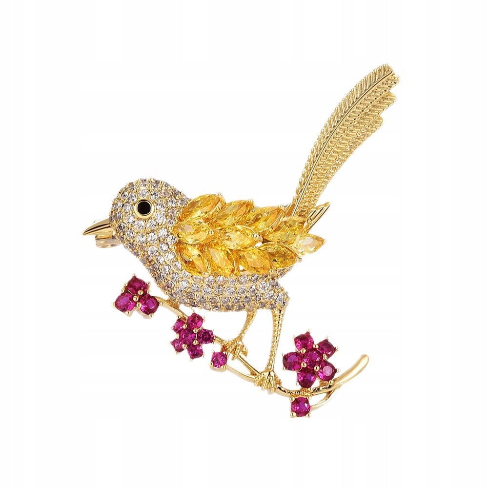 PINETS Broszka złoty Ptaszek Ptak pozłacana 14K