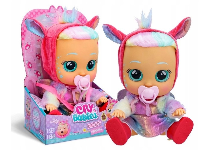 Lalka Cry Babies Płacząca Hannah Interaktywny Bobas z Włosami 30cm