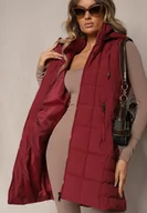 Kamizelki damskie - Czerwona Kamizelka Ozdobiona Pikowaniem i Odpinanym Kapturem Atoria - miniaturka - grafika 1