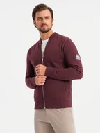 Bluzy męskie - Rozpinana bawełniana męska bluza dresowa bomberka bordowa V13 OM-SSZP-0215 XXL - miniaturka - grafika 1
