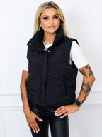 Kamizelki damskie - KAMIZELKA KRÓTKA PIKOWANA Z CYRKONIAMI-CZARNA - Olika - miniaturka - grafika 1