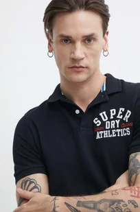 Superdry polo bawełniane kolor czarny z aplikacją - Koszulki męskie - miniaturka - grafika 1