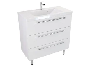 Szafka Stojąca Z Umywalką ATH 80 cm - Biały Mat - Uchwyty Chromowane - Szafki łazienkowe - miniaturka - grafika 1
