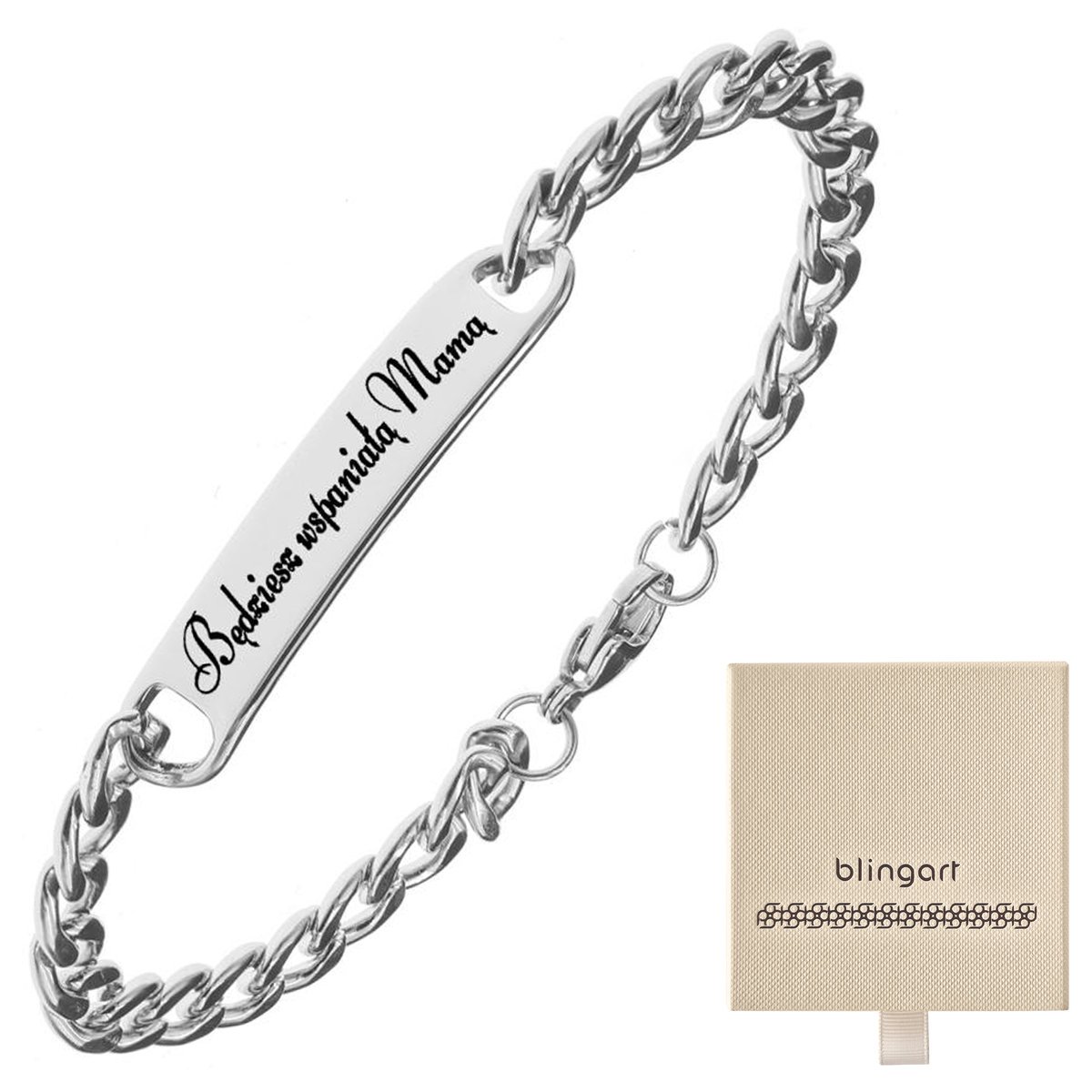 Bransoletka męska z GRAWEREM stalowa pancerka