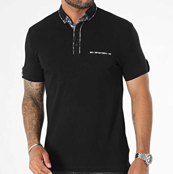 Koszulka polo z klasycznym kołnierzykiem - czarny 3XL